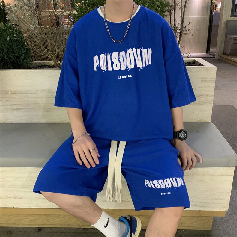 C522P39夏装青年男生运动休闲套装文艺青年短袖短裤,男装休闲套装,星座512-6