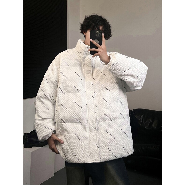 W8205 P125 控158 华夫格印花棉衣冬季棉服外套宽松棉服情侣装图片
