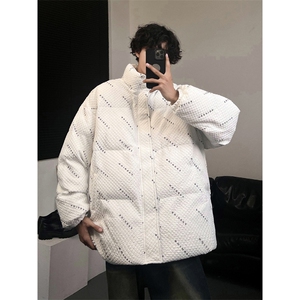 W8205 P125 控158 华夫格印花棉衣冬季棉服外套宽松棉服情侣装图片