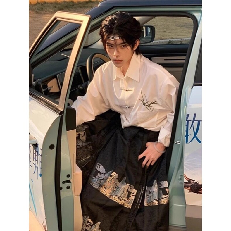 风男装新中式衬衫男白色衬衣长袖513CS1816P39,男装衬衫,星座513
