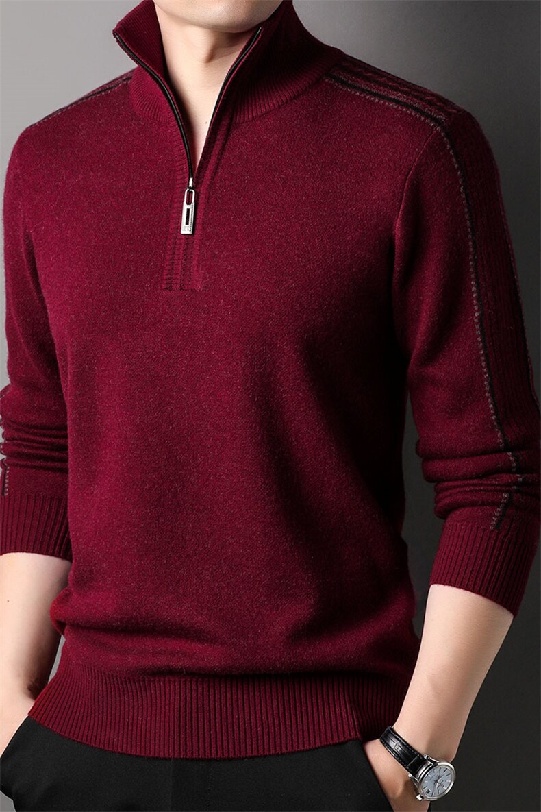商场羊毛精品男士半拉链立领羊毛衫毛衣直推,男装针织衫/毛衣,钱塘207-1