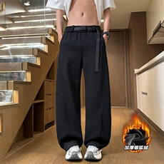 重磅500g加厚银狐绒华夫格卡扣腰带男弯刀裤K5730J加绒-特P40控78，男装卫衣，电商A001