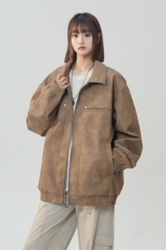 中性风PU皮工装翻领夹克2025秋季痞帅潮流外套XZ301b-2-JK2591P75，男装夹克，星座301B-2（原A443-1）