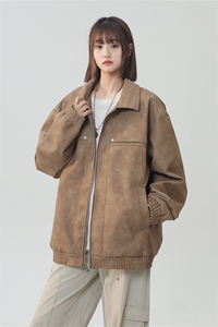 中性风PU皮工装翻领夹克2025秋季痞帅潮流外套XZ301b-2-JK2591P75图片