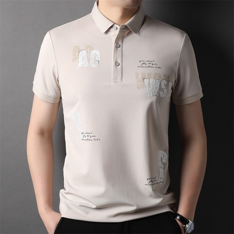 2023新款夏季丝光半袖POLO衫男士短袖T恤时尚上衣翻领t恤衫潮P90,男装T恤,钱塘6003A(原)4033A