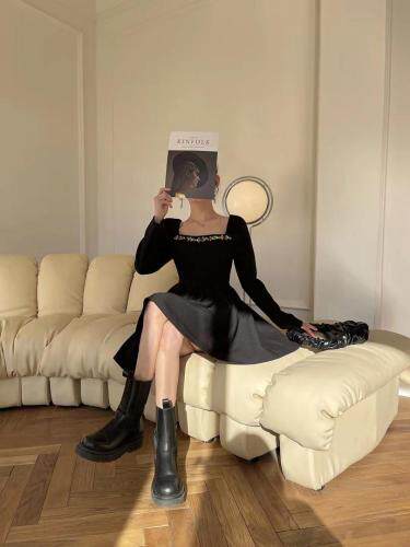 现货法式泡泡袖钻钉连衣裙，女装连衣裙，LION&CAT(2F)