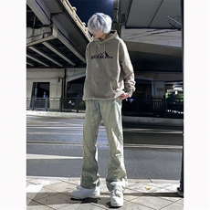 B221美式ins高街暗黑小众个性设计直筒牛仔裤LK23144-P65控88，男装牛仔裤，电商B221