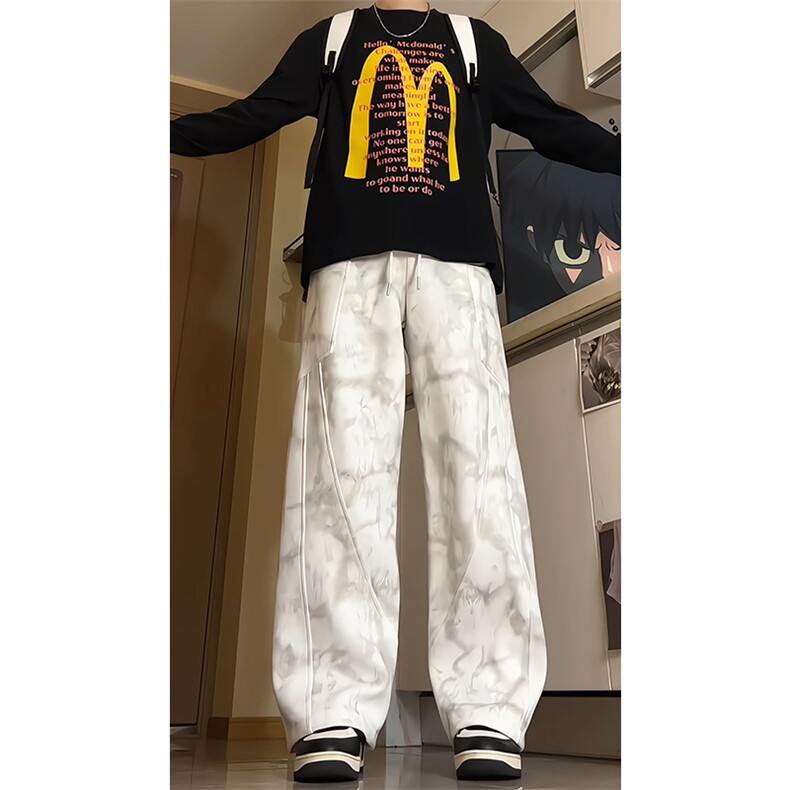 8XL-M大口袋弯刀卫裤男款痞帅脏脏工装裤做旧大码休闲裤KZ021P68,男装休闲裤,电商B312