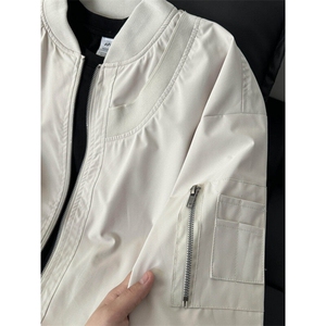 cleanfit飞行夹克外套男款春秋高级感正肩高街vibe美式短款棒球服图片