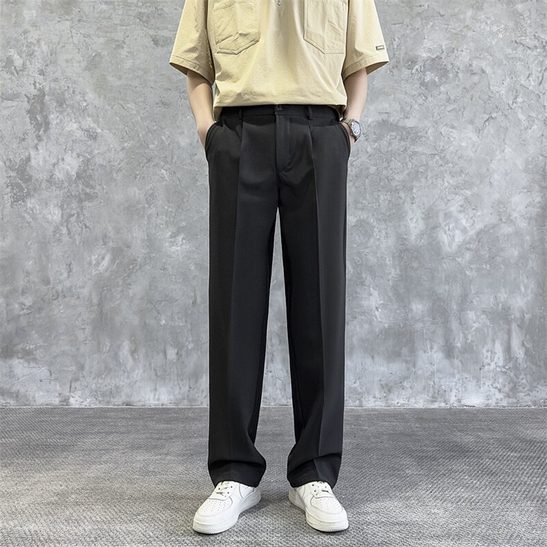 轻熟风免烫直筒裤宽松高级韩版垂坠感休闲西裤男士春秋裤K99/P42，男装休闲裤，星座506