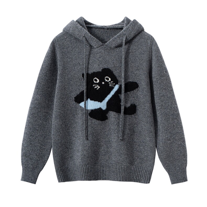 2025时尚百搭通勤简约小猫帽衫儿童羊毛衫，童装儿童羊毛衫，宏杨羊绒