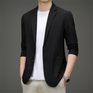 2023春秋季轻薄款休闲男士西服简约便西外套中年单西小西装图片
