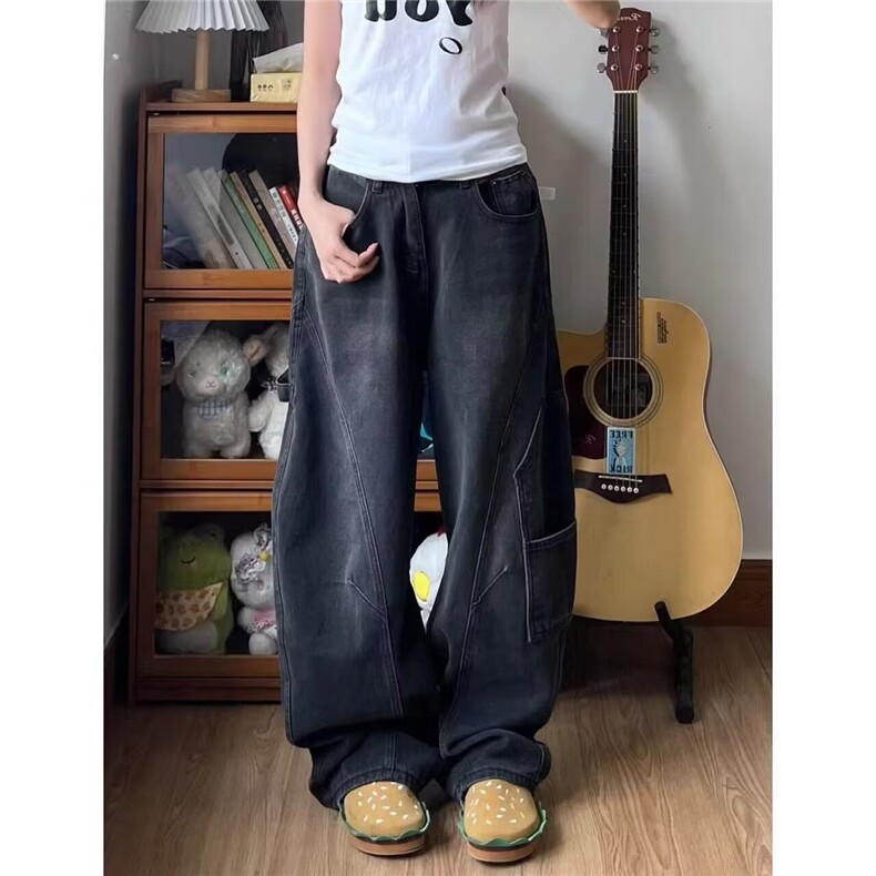 1506-1/K20451/P59冬美式复古后背爱心印花宽松阔牛仔裤长裤男女,男装牛仔裤,星座1506-1