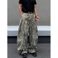 高街vibe豹纹弯刀牛仔裤男vintage宽松阔腿休闲长裤KN1504，男装牛仔裤，星座1116A（原606A-3）