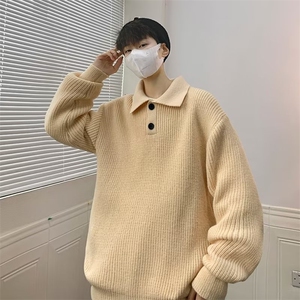 毛衣男春秋冬宽松vintage针织衫慵懒风潮polo线衣外套男W4417-P50图片