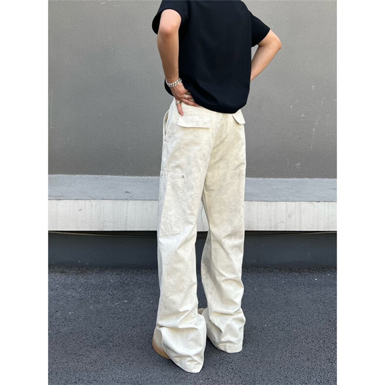 1506/QM11880/P58美式大理石暗纹工装裤显瘦堆积宽松休闲长裤,男装工装外套,星座1506