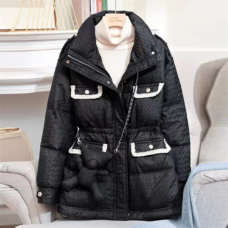 2021年新款女士羽绒服冬短款小香风收腰气质修身小个子立领白鸭绒，女装羽绒服，潮品会