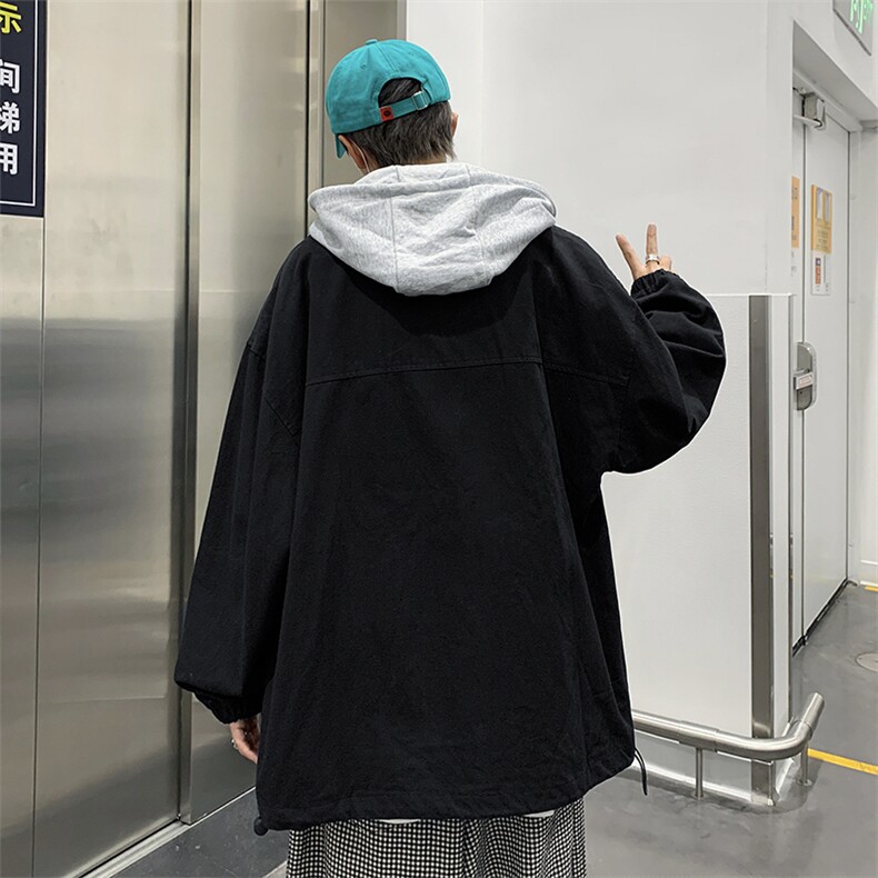 2023港风文艺假两件夹克男春秋宽松潮流长袖外套,男装夹克,星座716-2