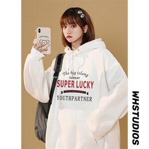 宽松中性港风卫衣男加绒加厚字母外套X416B-1-WL188-P45 限58图片