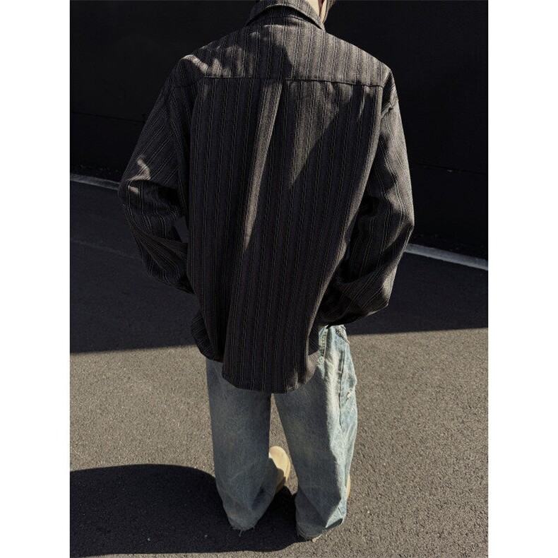 衬衫男士韩版潮流长袖条纹复百搭2025春季新款ins外套CY1035-P51,男装衬衫,星座412-2