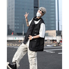 工装马甲男夏季薄款多口袋坎肩无袖背心男夏外套W9315，男装背心/马甲，星座1116A-1（原606A）