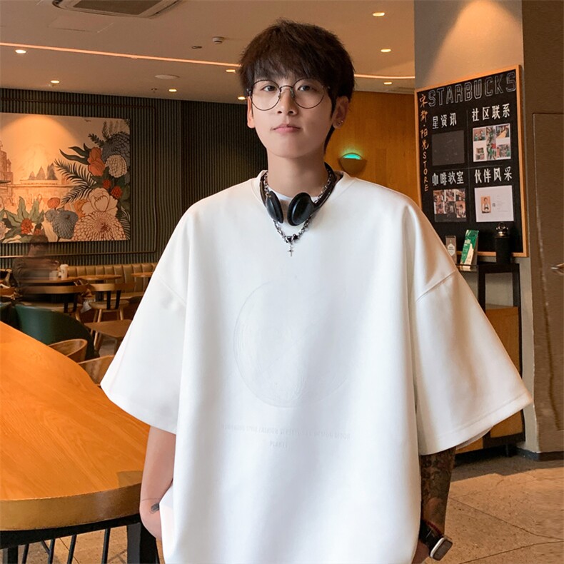 ！2024夏季新款男士烧花麂皮绒短袖T恤半袖TL2408特P25控48,男装T恤,电商B220