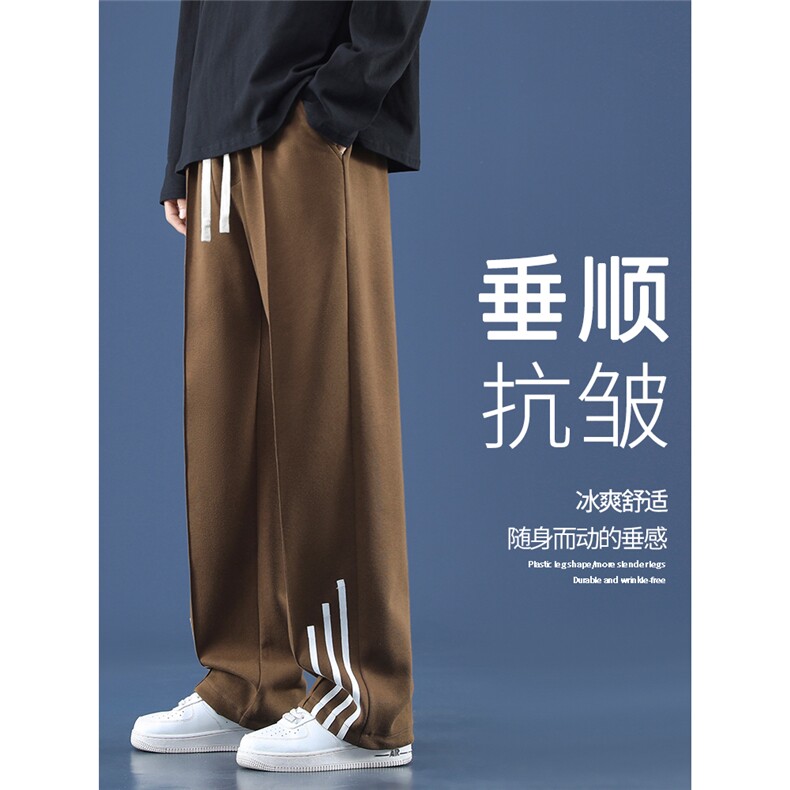 高级灰纯色直筒长裤百搭宽松抽绳束脚春秋长裤卫裤   WK90特批30图片