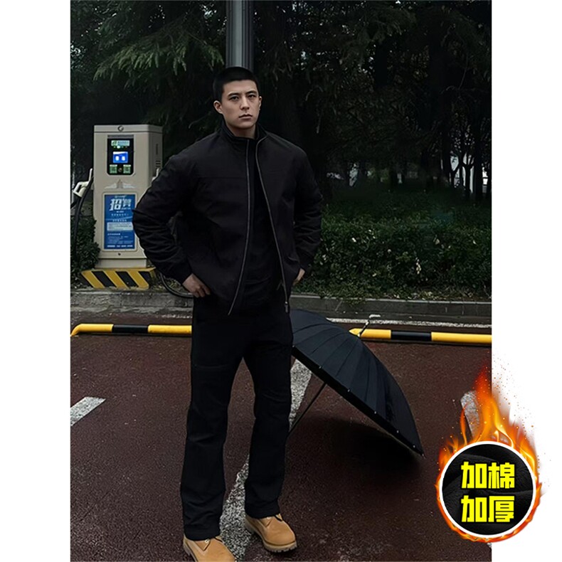 现货秋冬季美拉德立领飞行立领夹克boxy廓形棉衣高街加厚加棉外套图片