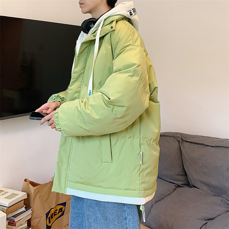 新款男百搭设计感纯色情侣连帽港风棉衣M062-P70控158,男装棉衣,星座717