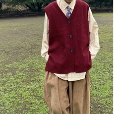 0121-P45V领青少年酒红色针织开衫马甲男秋冬款潮流休闲秋季，男装背心/马甲，电商B323A