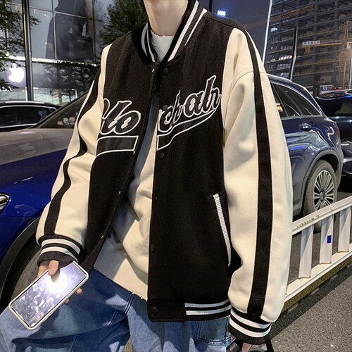 夹克男宽松休闲春秋新款棒球服韩版港风复古刺绣外套学生JK11-P58图片