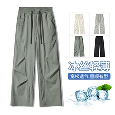 【现货】休闲锦氨面料冰爽透气夏季薄款伞兵直筒宽松冰丝1668-P40，男装休闲裤，星座1006
