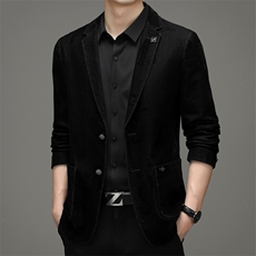 2023春秋新款男士高档修身绒布时尚西装潮流外套JZL607-P205，男装西服，星座1105-3