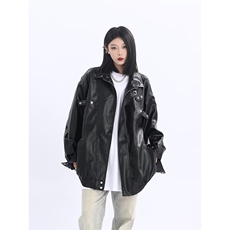 复古机车服皮衣美式多口袋夹克飞行员立领pu皮外套K1021-P75网图，男装夹克，电商B245
