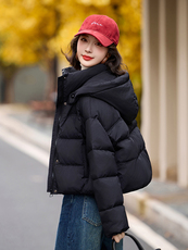 冬装新款时尚韩风加厚短款连帽羽绒服新标90白鸭绒，女装羽绒服，姿衣坊