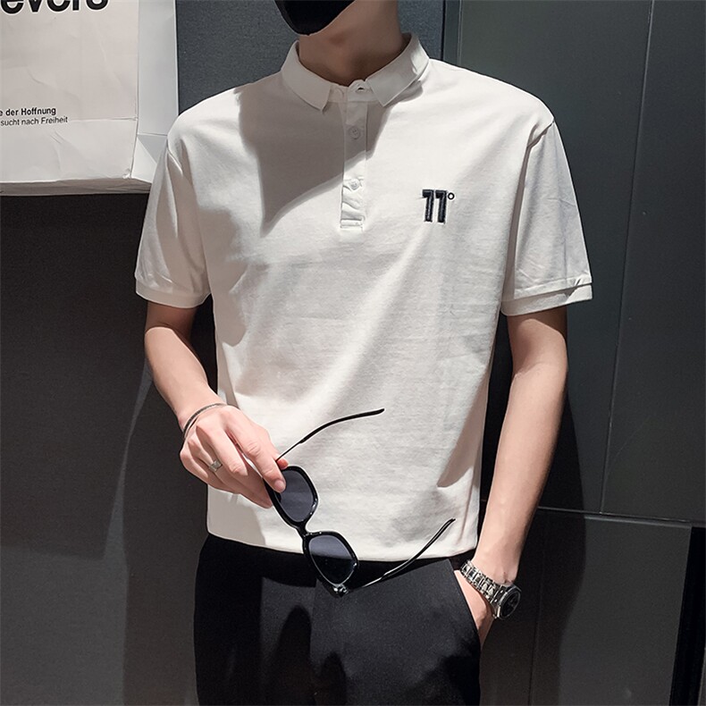 2025夏季新款Polo衫简约刺绣潮牌短袖T恤男士宽松ins百搭半袖上衣图片