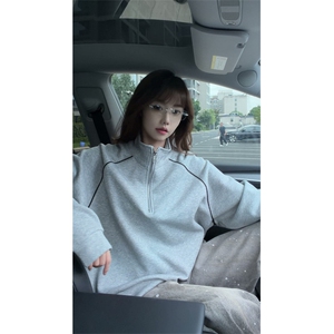 新款线条感立领层次感休闲秋冬款卫衣 打底潮流 特P45加绒特P55图片