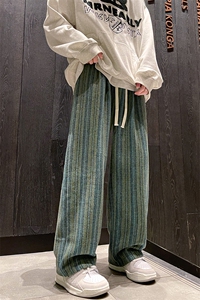 8XL-M特大码呢料加绒裤男新年裤条纹卫裤休闲基础款K948P60加绒70图片