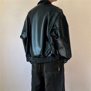 现货皮夹克外套男款潮牌宽松PU皮衣A351-AP2605-P105控168图片