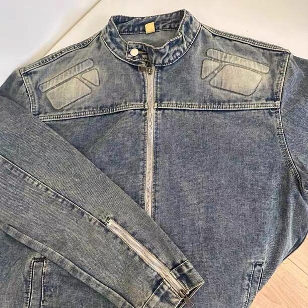 有货。美式牛仔外套男女机车夹克W6972-P77,男装工装外套,星座412-3