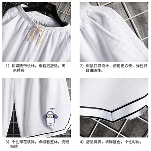LQ64167-P19 篮球夜跑运动短裤男大码宽松冰丝五分裤大裤衩 网格图片