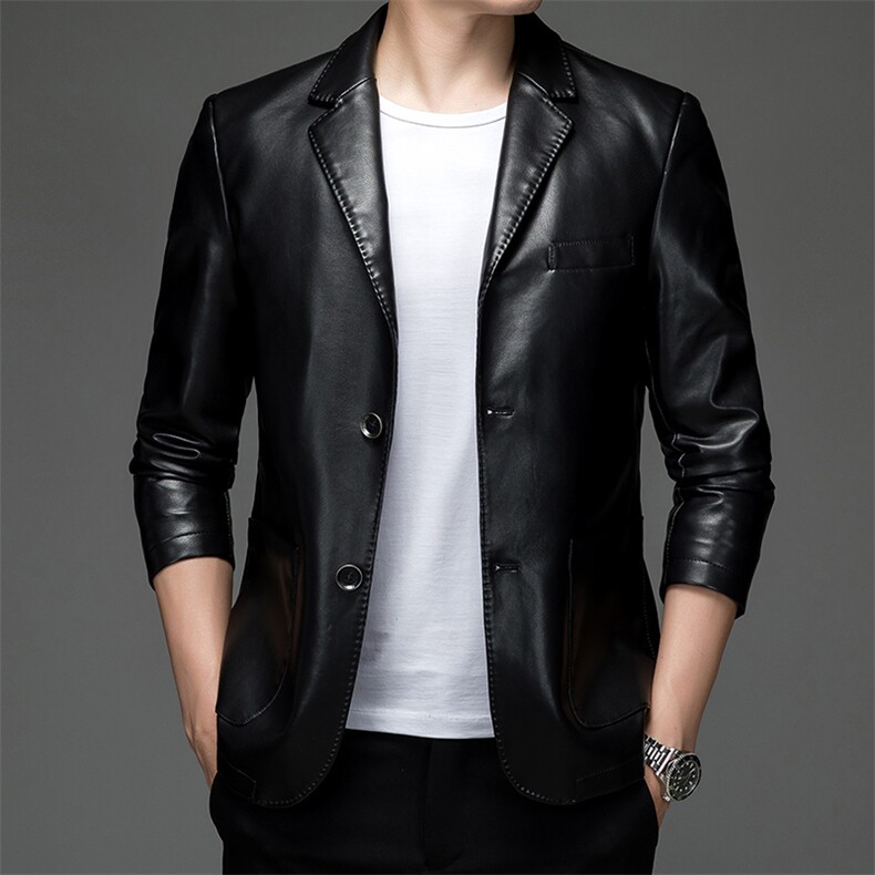 BH188钱塘2020-2中青年男士休闲简约帅气春秋季皮衣外套P120图片