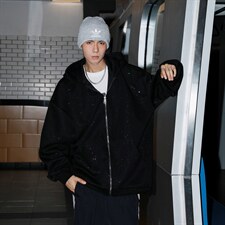 2026港风重磅320克华棉满天星情侣连帽开衫卫衣男KS77864特P68控，男装卫衣，星座227-7