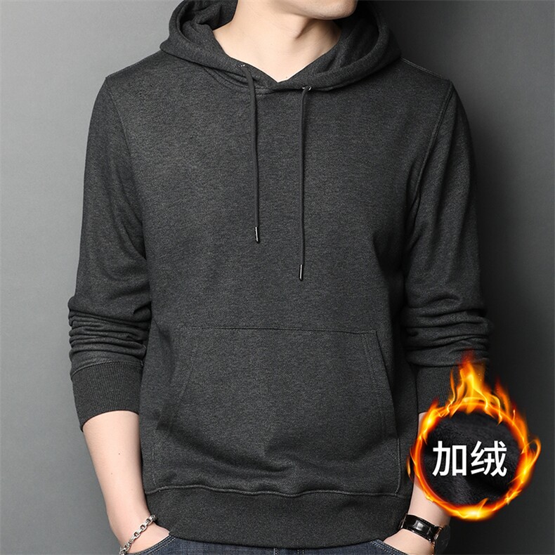 F6067H钱塘2020-1加绒加厚长袖纯色T恤男士休闲百搭连帽卫衣P71,男装T恤,钱塘207-1