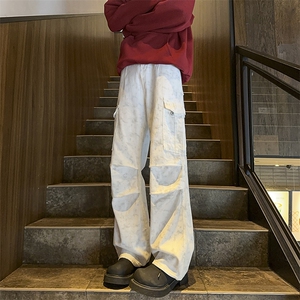 B221美式ins高街暗黑印花宽松工装牛仔裤LK24390-特P46控78图片