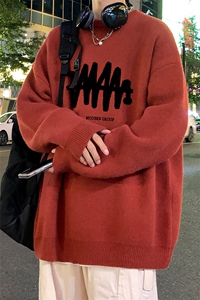 特批 港风夜景个性线条印花宽松时尚圆领毛衣TPM6849 P45控78图片