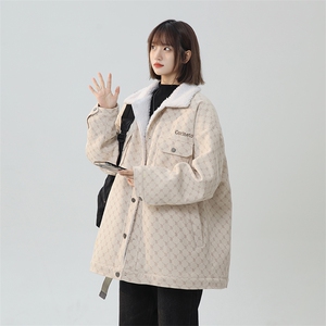 羊羔绒外套男女同款冬季加绒加厚棉服美式高街棉袄A170-M882TP100图片