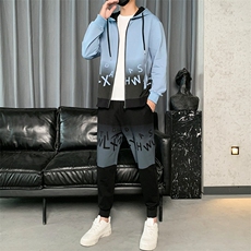 延续现货款青少年潮牌休闲潮流宽松运动开衫套装TZ413-P58，男装休闲套装，星座301B-1