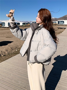 版学院风减龄加厚羽绒服女2025年冬季新款连帽保暖白鸭绒面包服图片