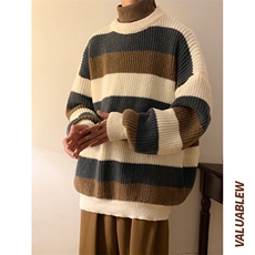 ！22新款宽松大码半高领条纹毛衣加厚针织衫M83-P55控78，男装针织衫/毛衣，星座508（原C305）